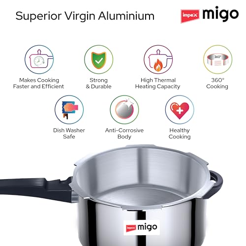 Impex 5 Litre Aluminium Pressure Cooker With Outer Lid | Induction And Gas Stove Compatible Pressure Cooker For Healthy Cooking | ISI Certified | 5... - Image 5