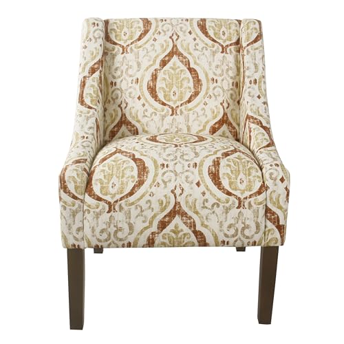 Image of HomePop Classic Swoop Arm Accent Chair - Orange & Cream Medallion