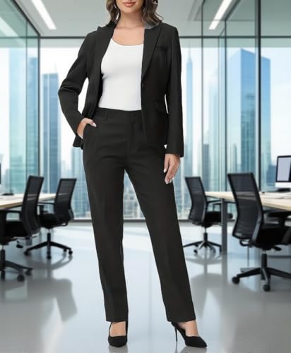 Women Pants Suit Business One Button Blazer Jacket with Pants for Office Ladies2