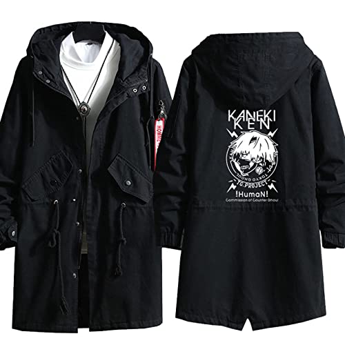 ZOSUO Unisex Anime Tokyo Ghoul Windjacke Jeansjacke Mantel Sweatshirt Kapuze Cosplay Pullover Jacke Casual Kapuzenmantel Kleidung Streetwear für Frauen Männer,Schwarz,M Cover