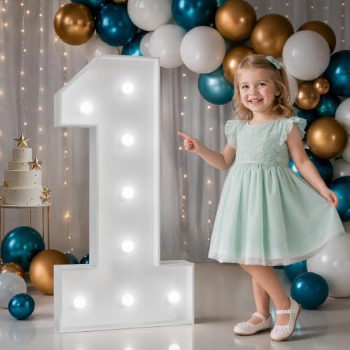 Image of Marquee Numbers 3 Feet Tall, Cool White Light Up Numbers 1 for Party