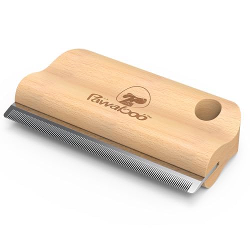 Pawaboo Cepillo Quitapelos para el Aseo de Perros y Gatos de Pelo Largo, Peine para Eliminar el Pelo de Perro con Mango Ergonómico, Cepillo de Madera para Perros y Gatos