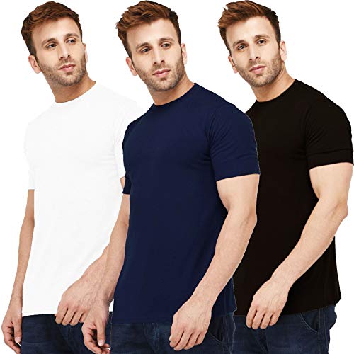 Image of Solid Men Half Sleeve Round Neck T-Shirt (Pack of 3)