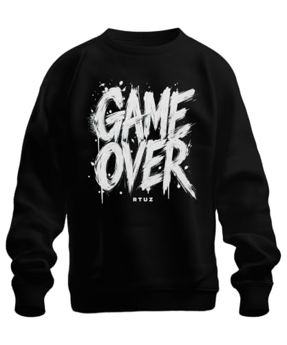 Image of Printera Game Over Gamer Gaming Gamer Funny Sweatshirt Pullover, black, M