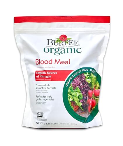 Burpee Organic Blood Meal Fertilizer | Add to Potting Soil | Excellent Natural Source of Nitrogen | for Tomatoes, Spinach, Broccoli, Leafy Greens | 3 lb, 1-Pack