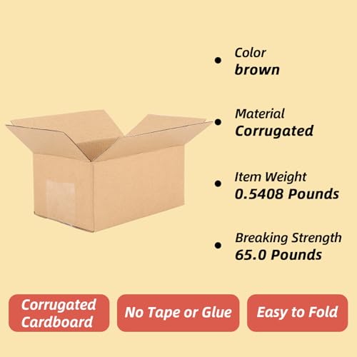 Schliersee 6x4x3 Shipping Boxes Set of 6, Brown Kraft Corrugated Cardboard Small Boxes Mailers for Packaging - Thumbnail 7