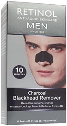 Retinol Men’s Charcoal Blackhead Remover – The Original Retinol Anti-Aging Peel-Off Cleansing Pore Strips – Unclogs Pores & Lifts Out Deep-Down Dirt, Oil & Blackheads In Just 10 Minutes