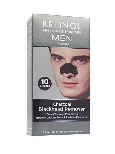 Retinol Men’s Charcoal Blackhead Remover – The Original Retinol Anti-Aging Peel-Off Cleansing Pore Strips – Unclogs Pores & Lifts Out Deep-Down Dirt, Oil & Blackheads In Just 10 Minutes