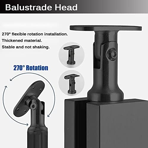 Stainless Steel Black Glass Balustrade Post, 35.8in Railing with Spigot Slots, Sturdy Base for Steps, Balcony, Stairway, Deck & Patio - Durable Mid Post Solution