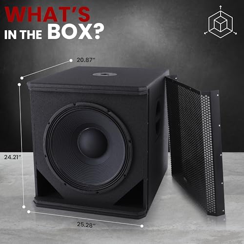 Pyle 3000 Watts Box Subwoofer Speaker - Active Powered 18&rdquo; inch Woofer, Loud Bass, with DSP Digital Signal Processor for Home Theater System, Pro DJ Sound, Pole Mount Socket and Carrying Handles