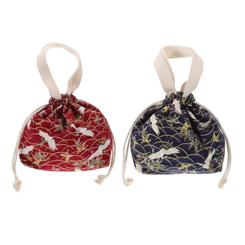 Hemobllo 2 Pezzi Borsa Per Il Pranzo Pranzo Al Sacco Giapponese Borsa Porta Bento Contenitore Alimentare Portatile Portapranzo Con Coulisse Contenitore Bento Portatile Stoffa