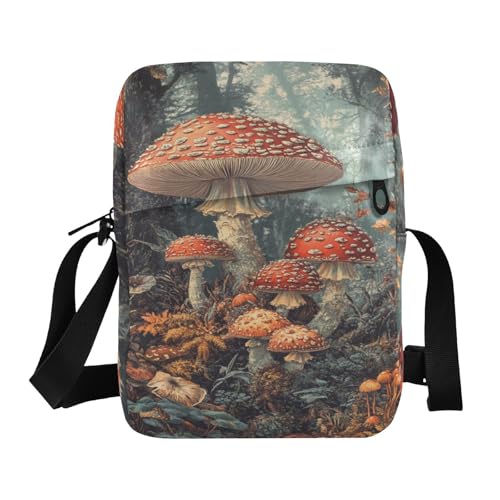 Retro Mushroom Vintage mens messenger bag green crossbody bags for women Women's Purses Adjustable Strap for work Casual