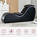 MUZZ Yoga Chaise Chair w/Adjustable Cushion, Modern Faux Leather Yoga Chair for Adults Stretching, Relaxation, Chaise Lounge for Living Room- Leather/Black
