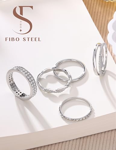 Non Tarnish Gold Silver Stackable Rings for Women - 14K Gold Plated Waterproof Stacking Thin Chunky Bands Cubic Zirconia Thumb Ring Set 2-4mm Trendy Statement Promise Engagement Rings Size 5-103