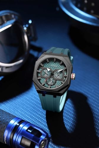 Image of Daniel Hechter Paris kleber Collection Sporty Multifunction Watch for Men with Checkered Geometric Dial, Day & Date Display and Durable Silicon Strap