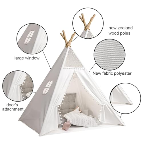 Anttyscar Kinder Tipi Zelt,Sternen klassisches indisches Spielzelt für Kinder,Kinderzelte aus für Mädchen und Jungen mit Tragetasche,faltbares Spielhaus für drinnen oder draußen