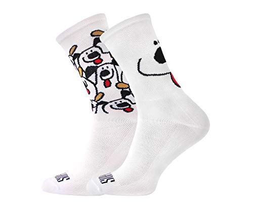 SUPPORT Herren Radsocken atmungsaktive Technologie rutschfeste Faser Unisex lustige Muster Radfahrer Zubehör für Wandern Laufen Klettern Radfahren Essentials, Dogs Are Dogs, Größe 42-44 EU