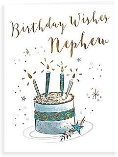 Luxury Beautiful Contemporary Birthday Wishes Card Nephew - 8 x 6 inches - Koko Designs, K70035