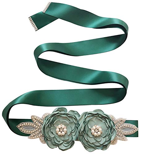 Spmor Women's Bridal Wedding Dress Rhinestone Sash Maternity Sash Belt Flower Baby Girl