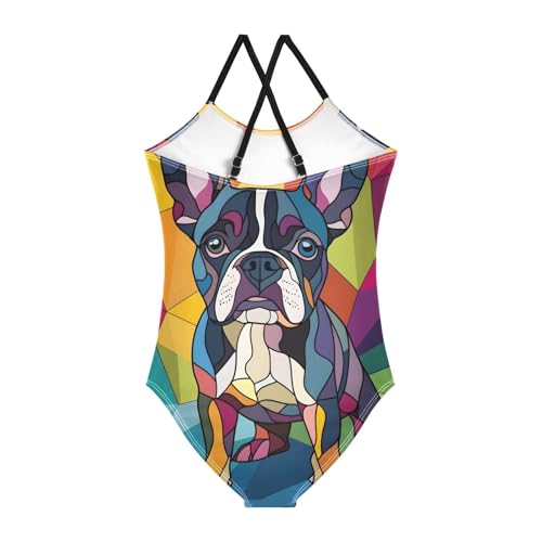 Toddler Cute Boston Terrier Dog One Piece Swimsuits for Girls 3T 202b86592