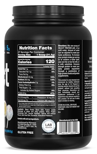 Image of PEScience Select Protein Powder, Whey and Casein Blend, Lean Protein Powder for Women and Men, Low Calorie, Low Carb, Keto Friendly, Gluten Free, Cake Pop - 27 Servings