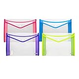 BAZIC Products Plastic File Folder, Letter Size File Folders V-Flap, Home Office School Supplies, Portable Paper Organizer for Receipts Bills Documents, 4-Pack