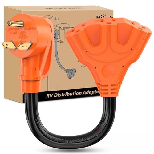 Image of Nilight 30 Amp to 110V RV Power Adapter Cord NEMA TT-30P Male to 3X 5-15R /5-20R Female RV Distribution Adapter Plug ETL Listed 3-Way Outlets for RVs Camper Generator Household Outdoor Power Converter