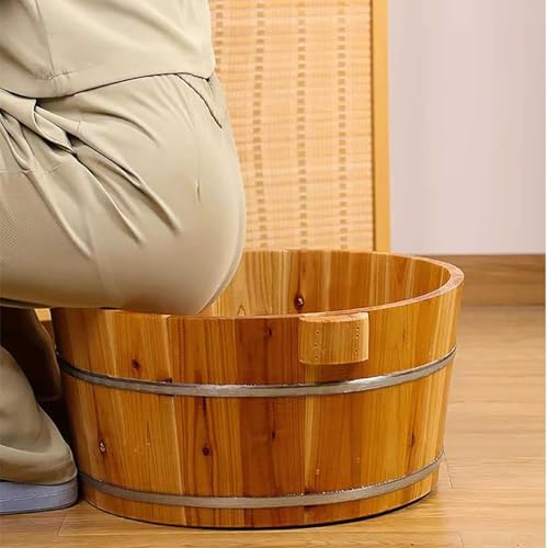 Secchio per pediluvio in legno massello, realizzato a mano, per pedicure, in legno naturale, per uso domestico