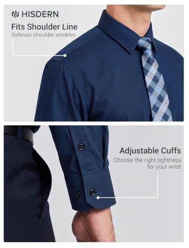 Image of HISDERN Mens Dress Shirt with Tie Pocket Square Set Classic Button Down Shirt Matching Tie Long Sleeve Shirts
