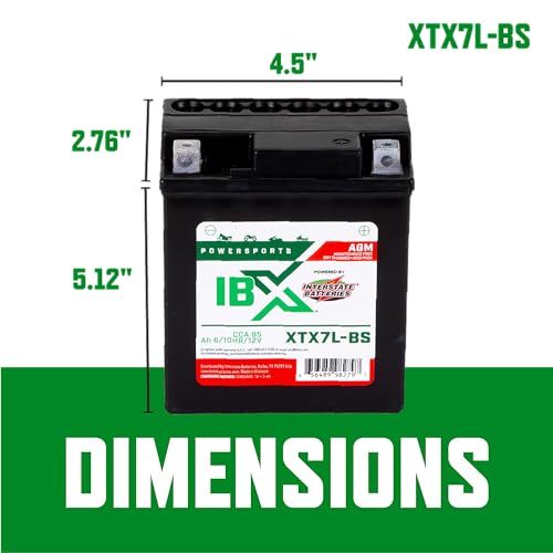 Image of Interstate Batteries IBX YTX7L-BS Powersports Battery 12V 6Ah 85CCA AGM