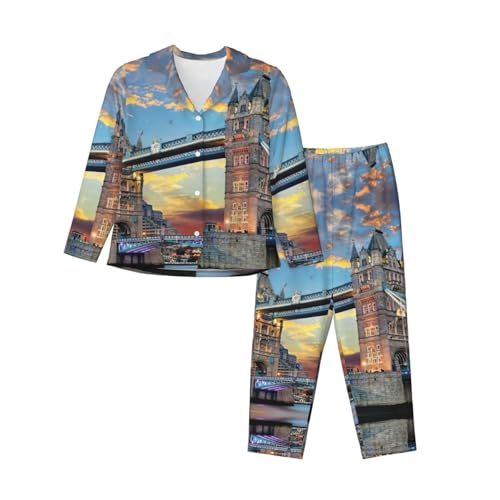 Pyjama Tower Bridge EdWal pour femme ensemble tendance à manches longues et pantalon