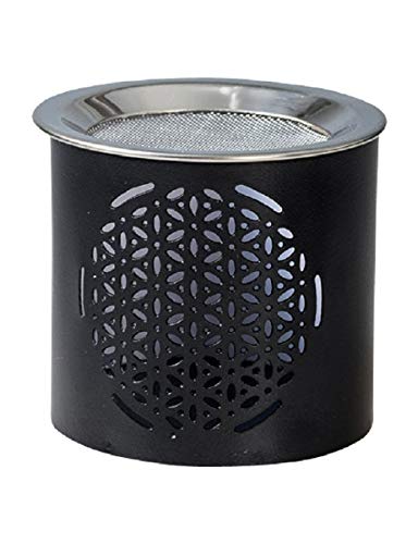 HECK Kirchenbedarf Räucherstövchen 'Blume des Lebens' Schwarz, Eisen, Höhe 6 cm