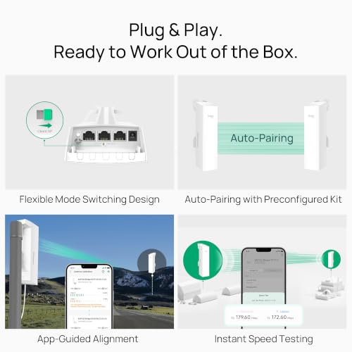 Image of TP-Link Omada Point to Point Wireless Bridge Outdoor - 2.4GHz, 300Mbps, PtP&PtMP, 1600ft Range, 3 Ports Each, PoE or DC Powered, IP65 Weatherproof, Preconfigured, Plug&Play (EAP100-Bridge KIT)