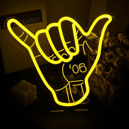 Image of Tiabuy ΑΦΑ Fraternity Neon Signs 1906 Alpha Fraternity Neon Lights for Wall Decor, 1906 Phi Gold Alpha Hand LED Sign for Birthday Gfits, Party Decor, USB Power Paraphernalia Gifts