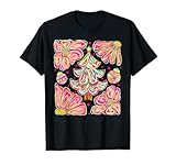 Merry Christmas Xmas Tree Santa Boho Flowers Pajamas T-Shirt