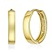 14k REAL Yellow Gold 3mm Thickness Hoop Huggie Earrings (15 x 15 mm)