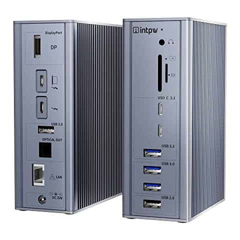 Thunderbolt 3 Dock, 16-in-1 Docking Station Dual Monitor with Single 5K/Dual 4K@60Hz Display, 60W Charging, 3 USB-C/A 3.1 10Gbps, 2 USB 3.0, USB 2.0, SD/TF, Audio, Ethernet for MacBook/Dell/Lenovo/HP Cover