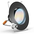 Sunco 6 Inch Gimbal LED Recessed Light, Black Adjustable Eyeball Lights, 800 LM, Selectable CCT 2700K/3000K/3500K/4000K/5000K, 12W (60W Equivalent), Dimmable UL.