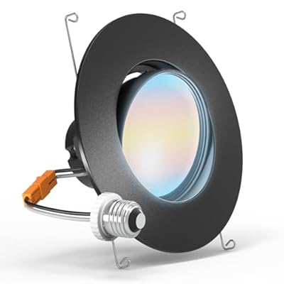 Sunco 6 Inch Gimbal LED Recessed Light, Black Adjustable Eyeball Lights, 800 LM, Selectable CCT 2700K/3000K/3500K/4000K/5000K, 12W (60W Equivalent), Dimmable UL.