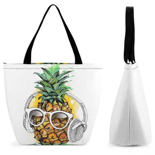 Sac de shopping pour voyage motif ananas lunettes grand format