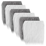 Kunstfell zum Basteln, 6 Stück Plüschstoff Weiß und Grau, Quadratisch Kunstfell, 25 x 25 cm Kunstfellstoff zum Basteln für DIY Weihnachten Dekoration, Wichtelbart Deko