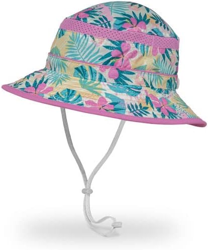 Sunday Afternoons Fun Bucket Hat - Beach Kids Sun Hat - UPF 50+, Soft 2.5" Brim, Water Repellent, Crushable - Child Bucket Hats for Toddler, Boys & Girls - Pink Tropical, Large