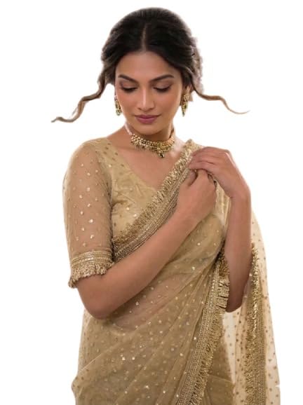 vragi Women’s Moss Silk Jacquard Butti Saree with Beautiful Fancy Lace Border and Unstitched Blouse Piece_(Moss Butti_knl6)-picture-26