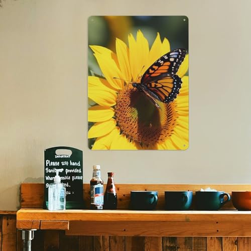 Décoration artistique haut de gamme : peinture métal tournesol et papillon - 7