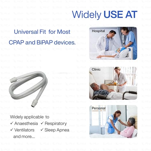 Image of OTICA CPAP /BIPAP Flexible Airflow Tube 22mm - Universal 1.8m Hose for Comfortable Night Breathing, Reusable, Lightweight & Durable, Easy to Connect to All Airflow Devices