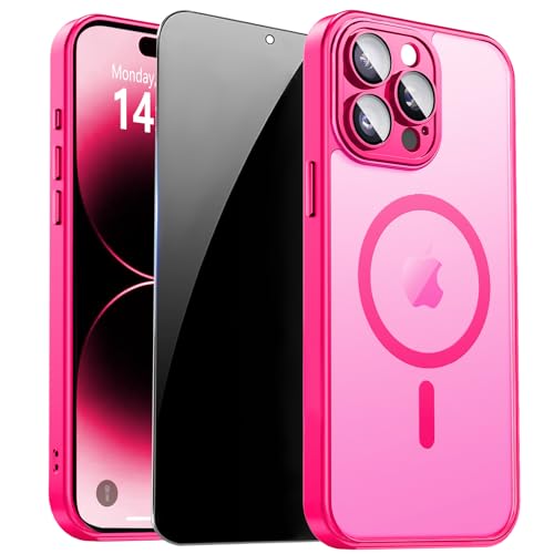 Image of for iPhone 14 Pro Max Case with Privacy Screen Protector, Hot Pink