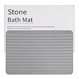 Wavy Stone Bath Mat, Large Quick Drying Non-Slip Diatomaceous Earth Stone Bath Mats for Bathroom Shower, Super Absorbent Natural Modern Stone Mat, Food Safe Bathroom Floor Mat (Grey-REC)