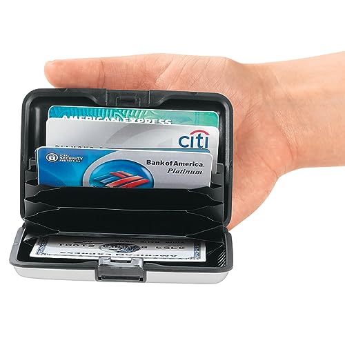 Fox Valley Traders RFID Aluminum Credit Card Holder, Crushproof Design, Aluminum Design - Silver Design, Measures 4 1/4" Long x 3" Wide x 3/4" Deep4