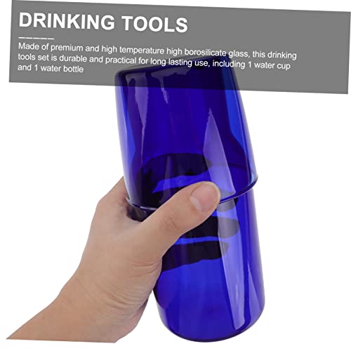 Set de vaso y jarra de vidrio 500 ml color azul miniatura 4