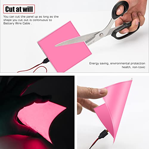 Image of 10 * 10cm EL Panel Electroluminescent Light Sheet Decorations Light Lamp Sheet Neon Sheet with Battery Inverter (Pink)